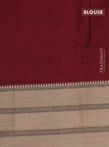 Narayanpet cotton saree maroon and black with plain body and thread woven border