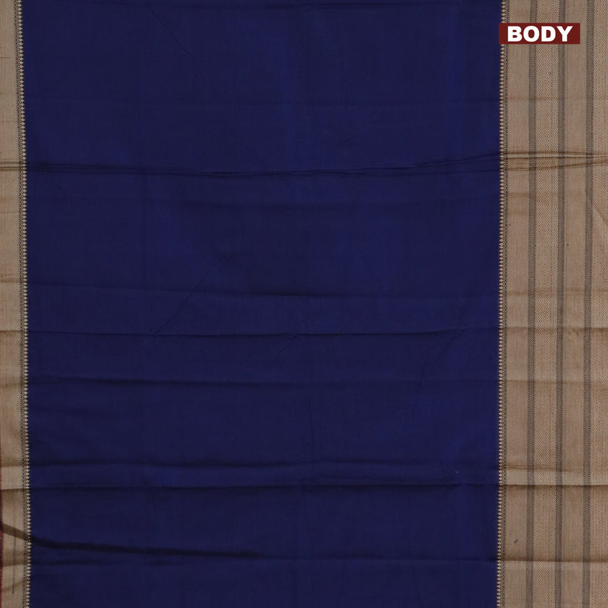 Narayanpet cotton saree blue and black with plain body and thread woven border