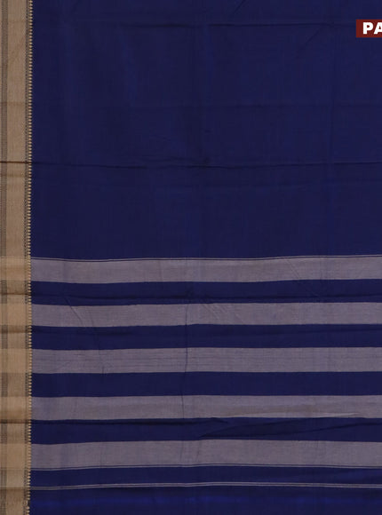 Narayanpet cotton saree blue and black with plain body and thread woven border