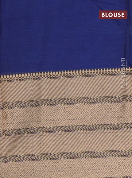 Narayanpet cotton saree blue and black with plain body and thread woven border