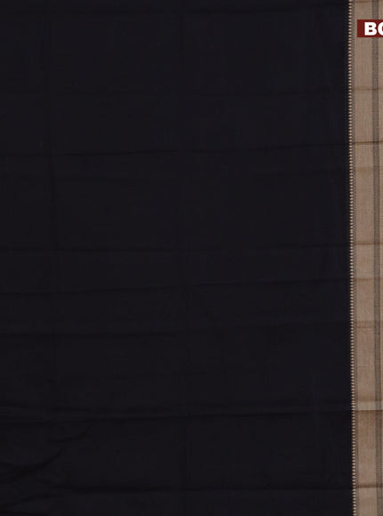 Narayanpet cotton saree black with plain body and thread woven border