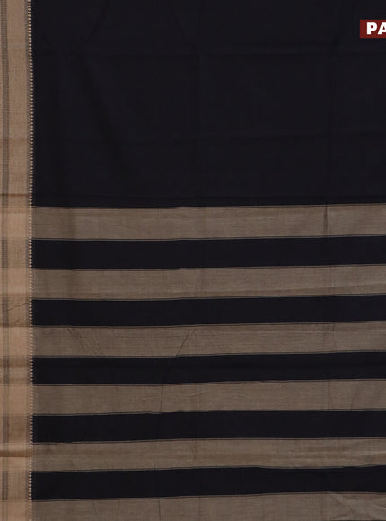 Narayanpet cotton saree black with plain body and thread woven border