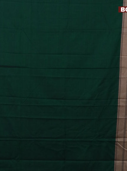 Narayanpet cotton saree green and black with plain body and thread woven border