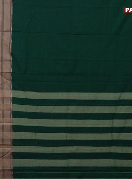 Narayanpet cotton saree green and black with plain body and thread woven border