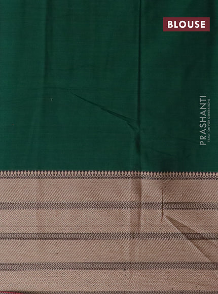 Narayanpet cotton saree green and black with plain body and thread woven border