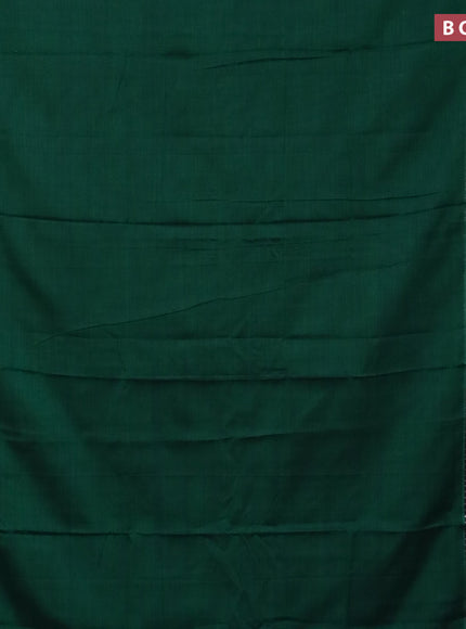 Narayanpet cotton saree green and black with plain body and silver zari woven border