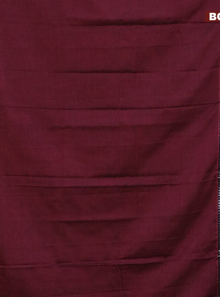 Narayanpet cotton saree maroon shade with plain body and silver zari woven border