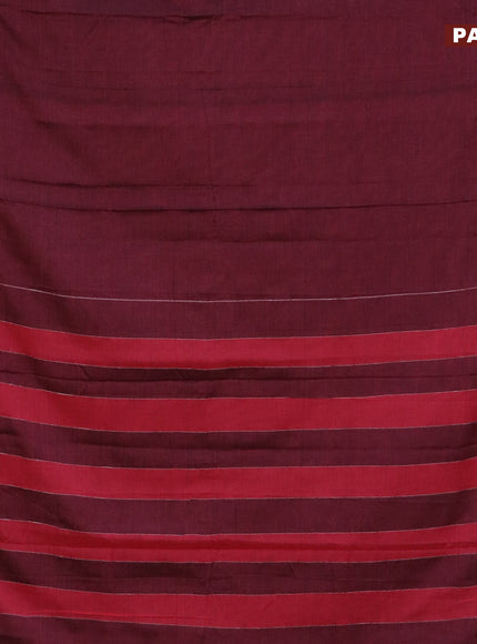 Narayanpet cotton saree maroon shade with plain body and silver zari woven border