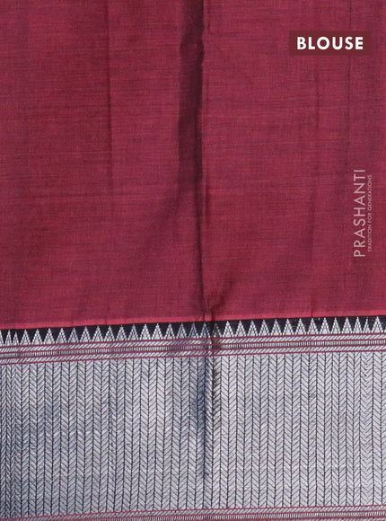 Narayanpet cotton saree maroon shade with plain body and silver zari woven border