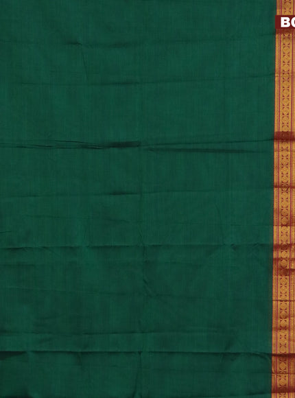 Narayanpet cotton saree green and maroon with plain body and rettapet zari woven border