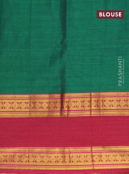 Narayanpet cotton saree green and maroon with plain body and rettapet zari woven border