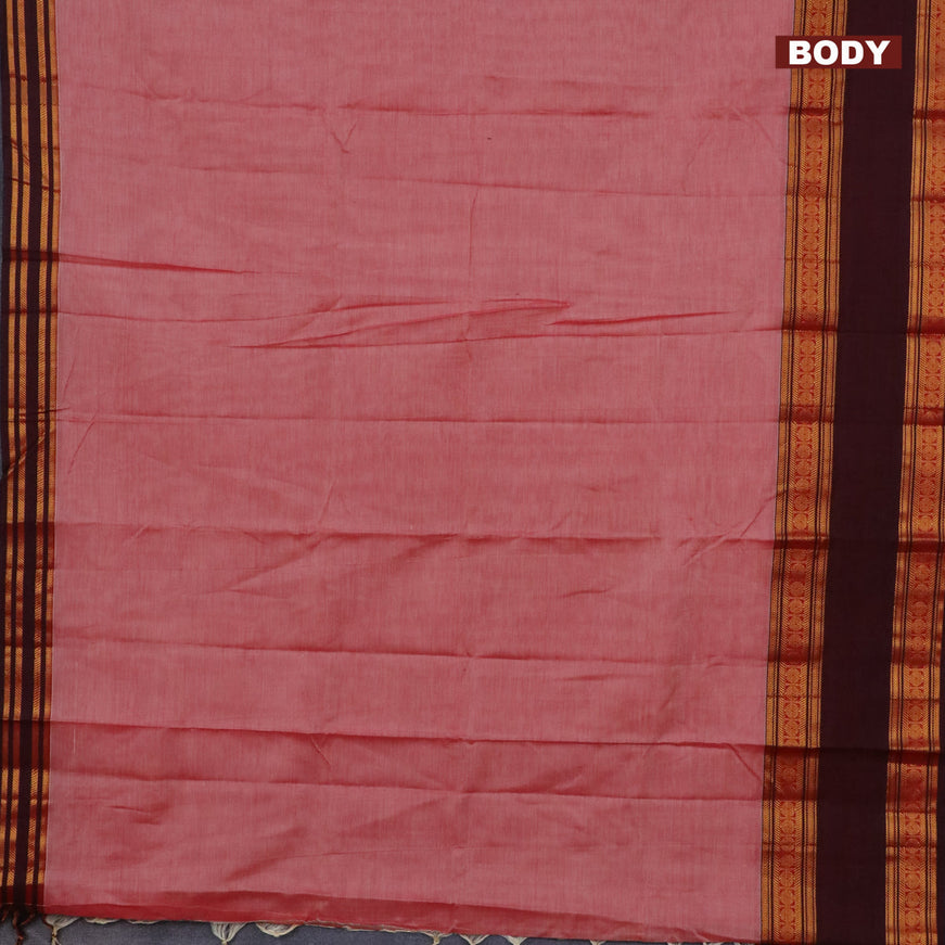 Narayanpet cotton saree red shade and deep maroon with plain body and rettapet zari woven border