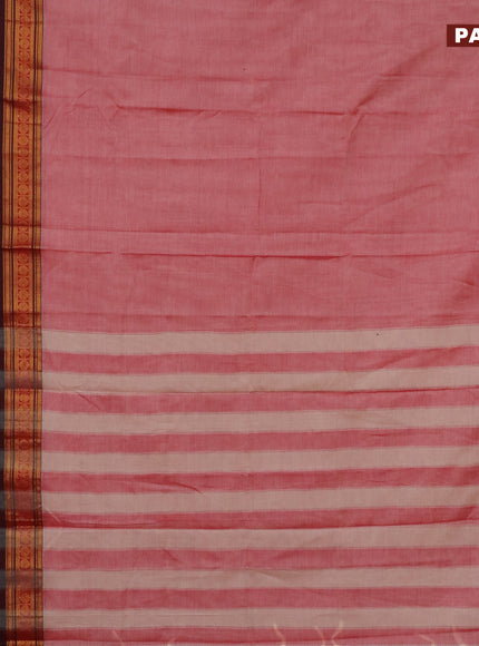 Narayanpet cotton saree red shade and deep maroon with plain body and rettapet zari woven border