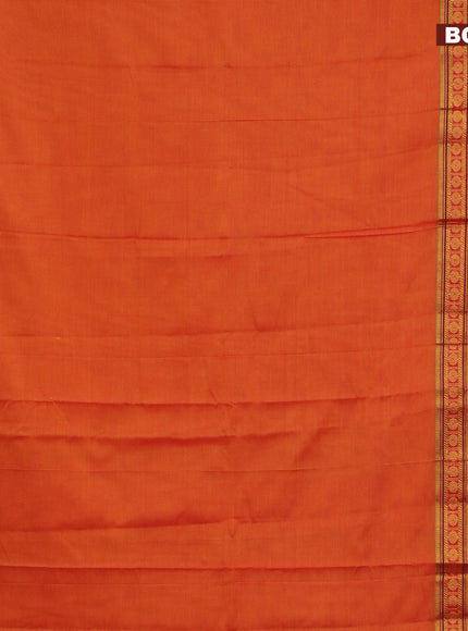 Narayanpet cotton saree orange and dual shade of green with plain body and rettapet zari woven border