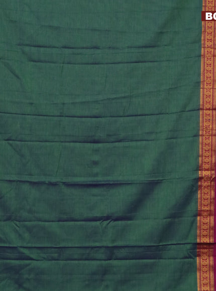 Narayanpet cotton saree dual shade of bluish green and magenta pink with plain body and rettapet zari woven border