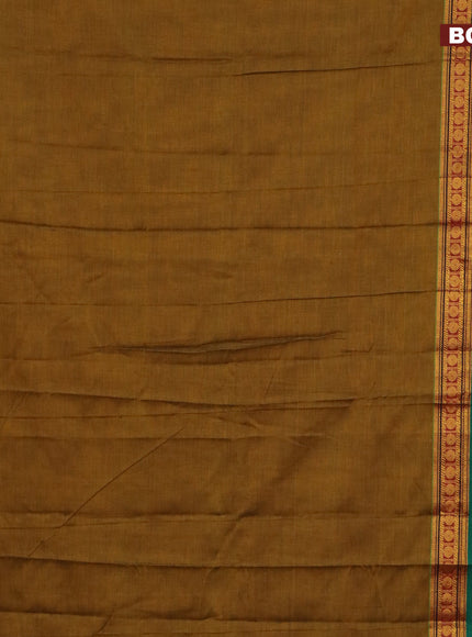 Narayanpet cotton saree mustard yellow and green with plain body and rettapet zari woven border