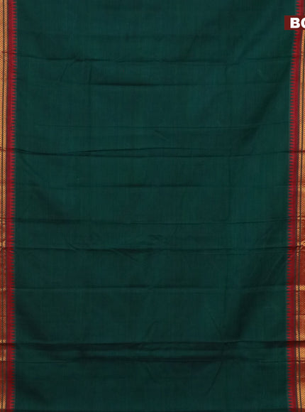 Narayanpet cotton saree green and maroon with plain body and zari woven border