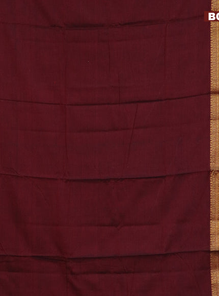 Narayanpet cotton saree maroon and green with plain body and zari woven border