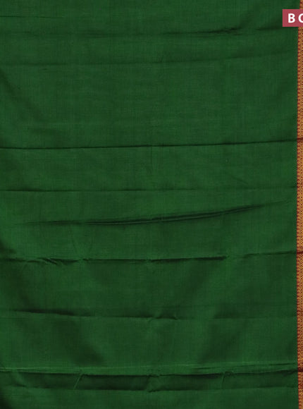 Narayanpet cotton saree green and maroon with plain body and zari woven border