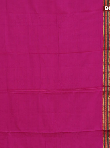 Narayanpet cotton saree pink and green with plain body and long annam zari woven border