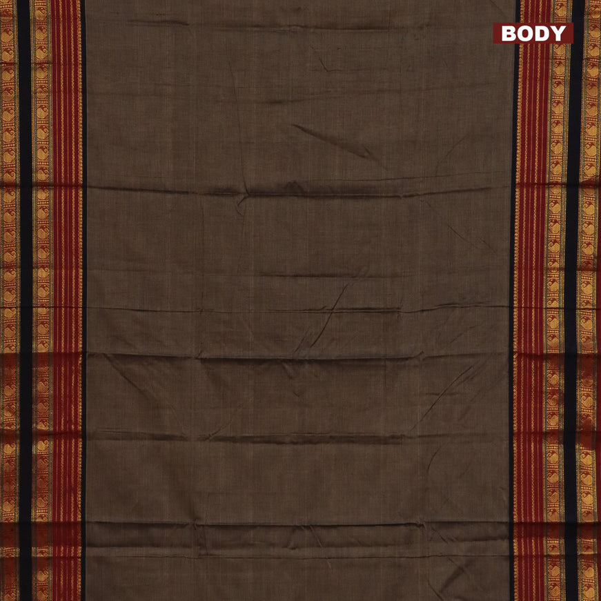 Narayanpet cotton saree grey and maroon with plain body and paisley zari woven border