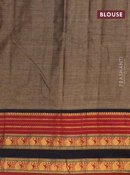 Narayanpet cotton saree grey and maroon with plain body and paisley zari woven border