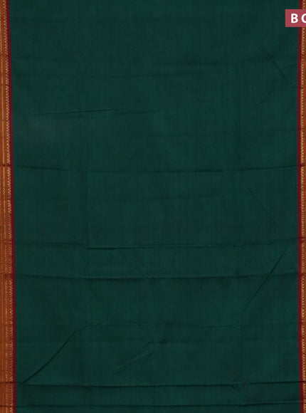 Narayanpet cotton saree green and maroon with plain body and paisley zari woven border