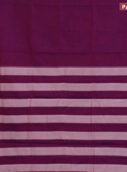 Narayanpet cotton saree purple with plain body and silver zari woven border