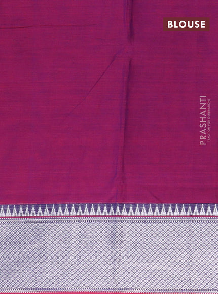 Narayanpet cotton saree purple with plain body and silver zari woven border