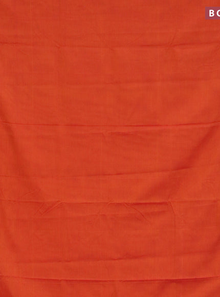 Narayanpet cotton saree orange with plain body and silver zari woven border