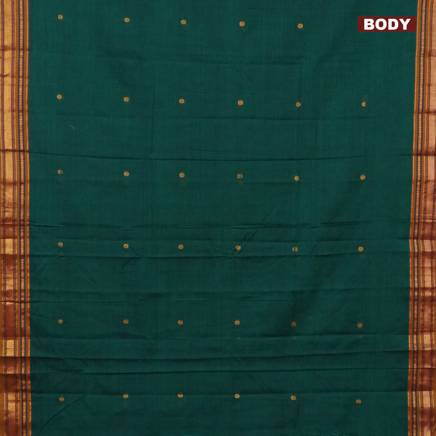 Narayanpet cotton saree green shade and mustard shade with zari woven buttas and zari woven border