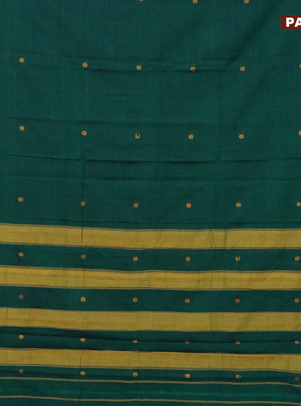 Narayanpet cotton saree green shade and mustard shade with zari woven buttas and zari woven border