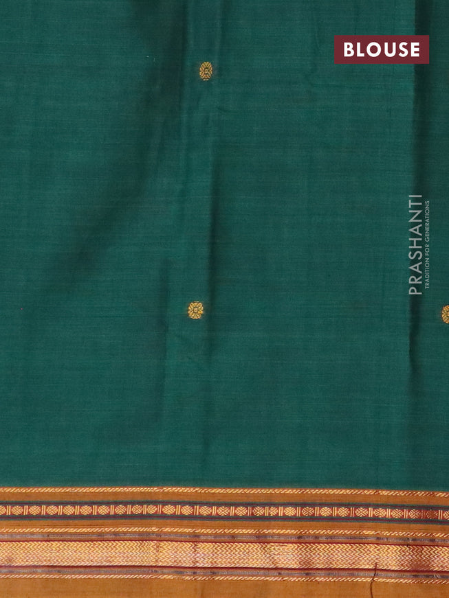 Narayanpet cotton saree green shade and mustard shade with zari woven buttas and zari woven border