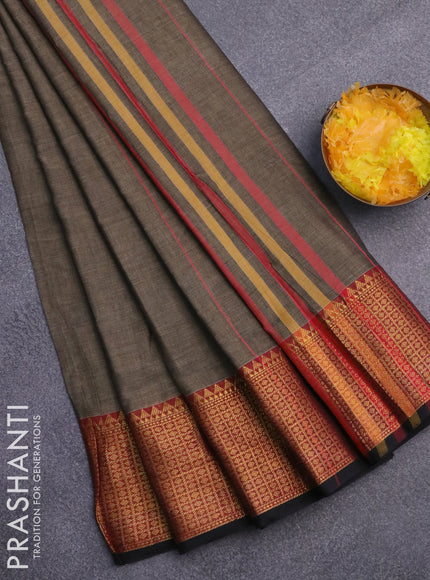 Narayanpet cotton saree grey shade and maroon with plain body and zari woven border