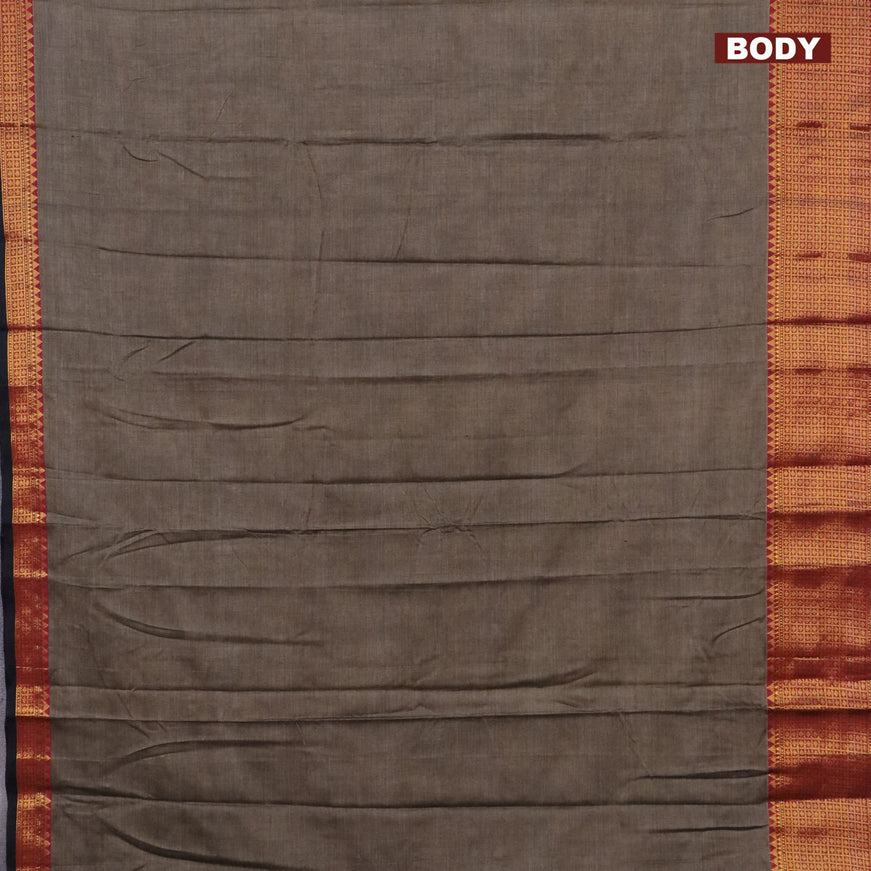 Narayanpet cotton saree grey shade and maroon with plain body and zari woven border