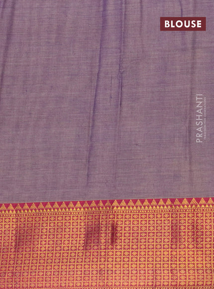 Narayanpet cotton saree dual shade of violet and magenta pink with plain body and zari woven border