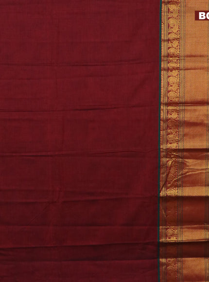 Narayanpet cotton saree maroon and green with plain body and long annam zari woven border