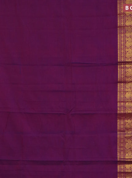 Narayanpet cotton saree purple and green with plain body and long annam zari woven border