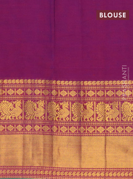 Narayanpet cotton saree purple and green with plain body and long annam zari woven border