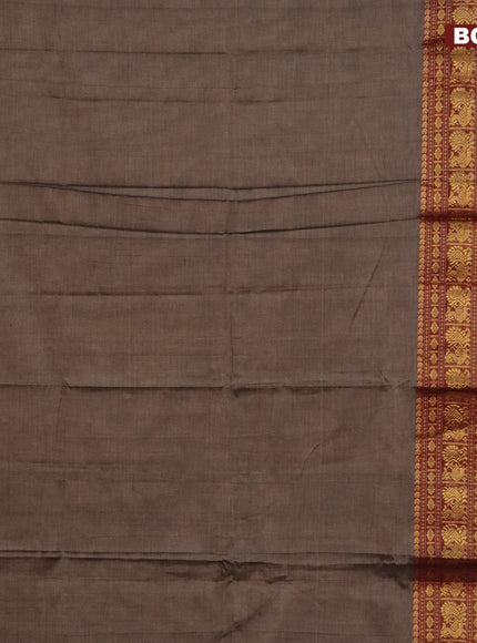 Narayanpet cotton saree grey and maroon with plain body and long annam zari woven border