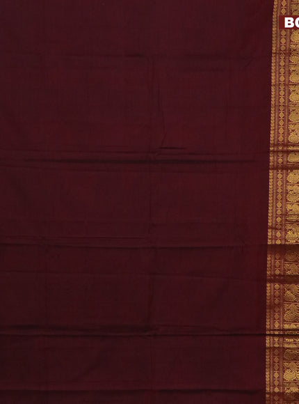 Narayanpet cotton saree maroon and green with plain body and long annam zari woven border