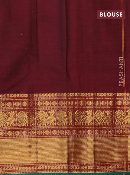 Narayanpet cotton saree maroon and green with plain body and long annam zari woven border