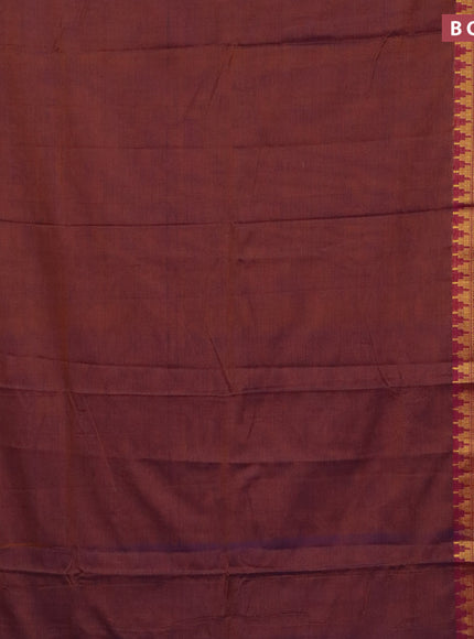 Narayanpet cotton saree dual shade of rust and magenta pink with plain body and long zari woven border