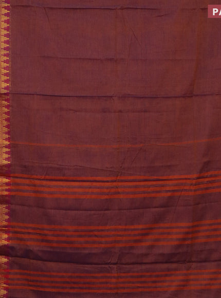 Narayanpet cotton saree dual shade of rust and magenta pink with plain body and long zari woven border