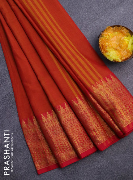 Narayanpet cotton saree dual shade of orange and pink with plain body and long zari woven border