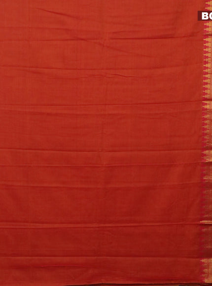 Narayanpet cotton saree dual shade of orange and pink with plain body and long zari woven border