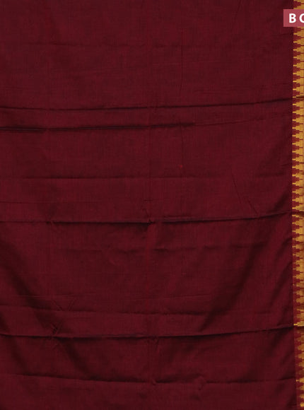 Narayanpet cotton saree maroon and green with plain body and long zari woven border