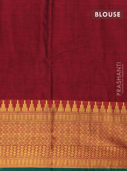 Narayanpet cotton saree maroon and green with plain body and long zari woven border