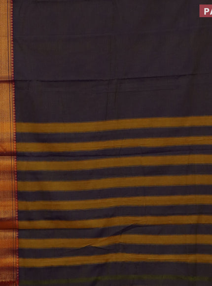 Narayanpet cotton saree dual shade of greenish violet and deep violet with plain body and long zari woven border