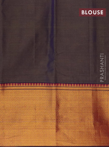 Narayanpet cotton saree dual shade of greenish violet and deep violet with plain body and long zari woven border